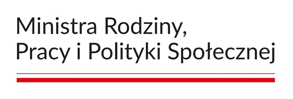 Znak graficzny zawierający napis: Ministra Rodziny, Pracy i Polityki Społecznej